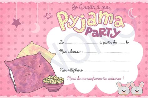 carte d invitation soiree pyjama